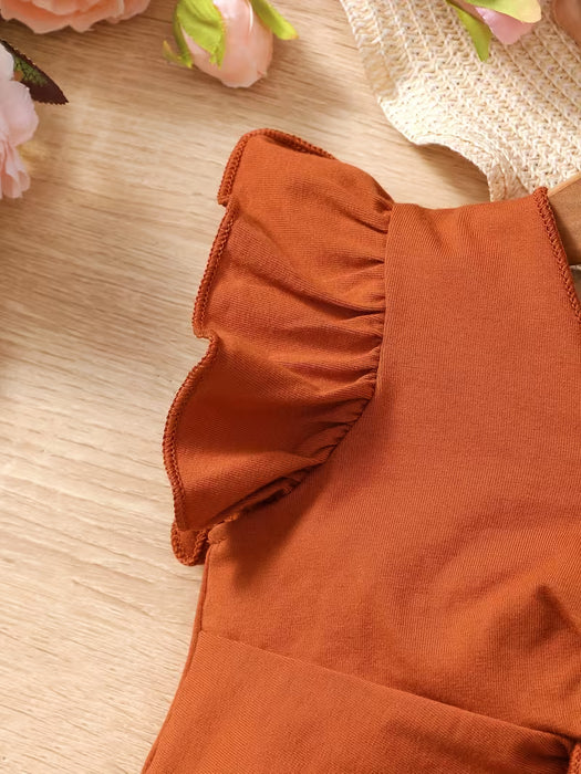 Conjunto de Top sin Mangas de Color Sólido y Shorts a Rayas para Niñas