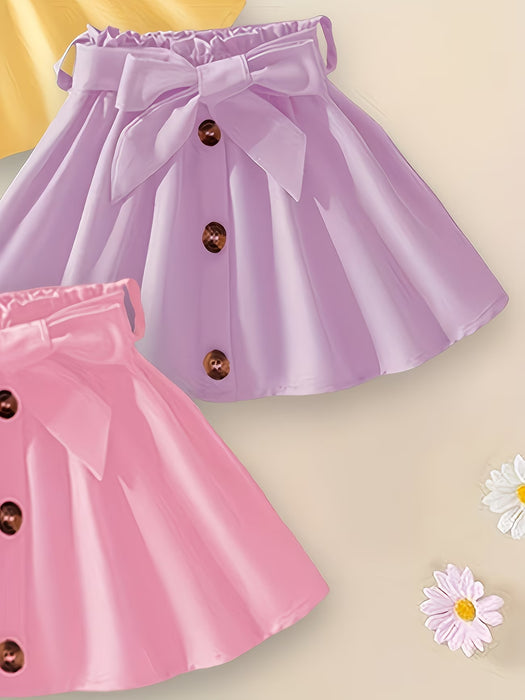 Conjunto de 3 piezas para niñas, faldita corta casual linda con cinturon