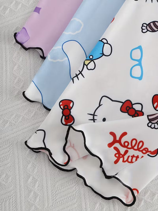 3pcs Pijamas de Mujer Dibujos Animados KT Gato Pantalones de Dormir