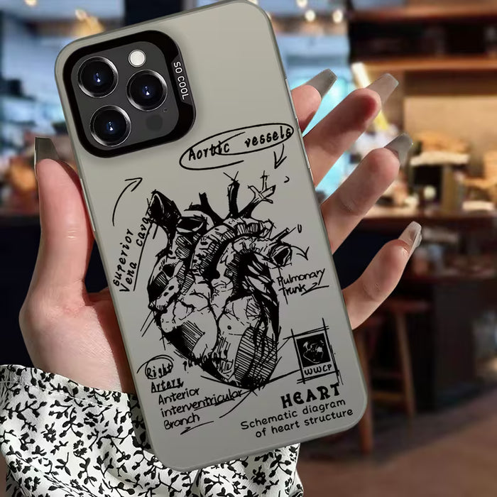 Funda de Estilo de Moda de Alta Gama con Estampado de Estructura de Corazón compatible con iPhone XR