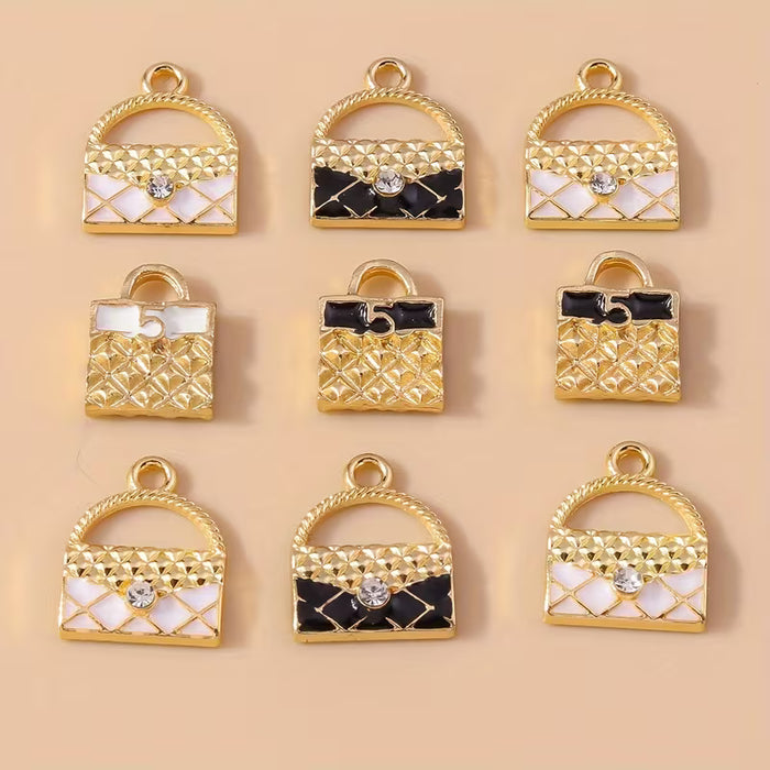 Conjunto de 10 de bolso mini colgantes de aleación para aretes, collares, llaveros