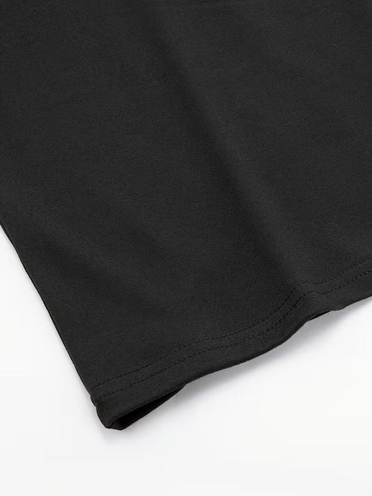 Camiseta negra de manga corta para mujer, mini y ajustada
