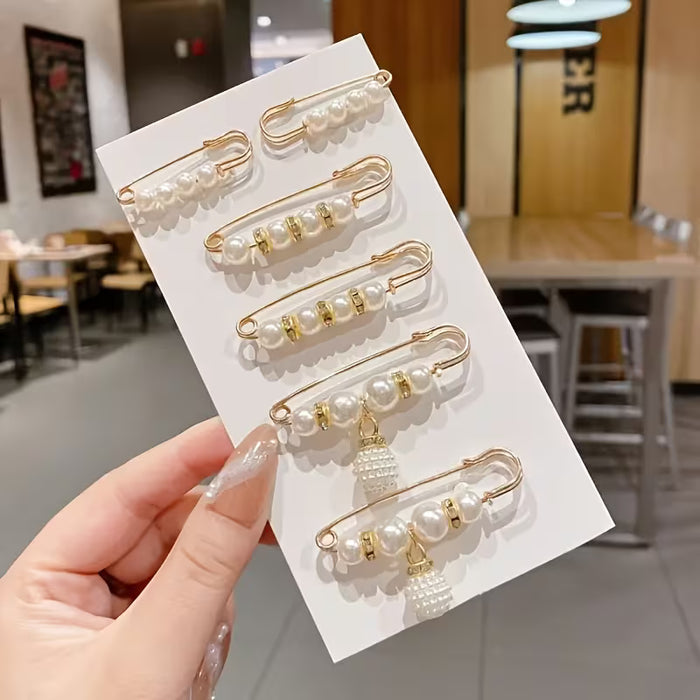 6 broches de cuentas, pinza de seguridad para cárdigan