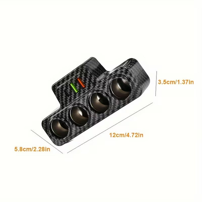 Cargador de Coche Multifunción de Cuatro Potencias, USB + 1 Puerto Tipo-C