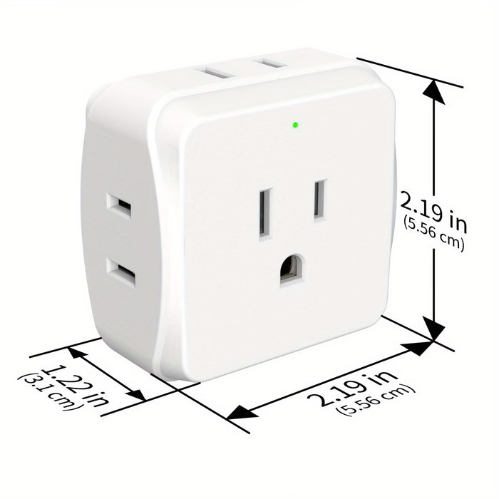 2pcs Extensor de Enchufe de Pared, 5 Tomas de Corriente Divisoras