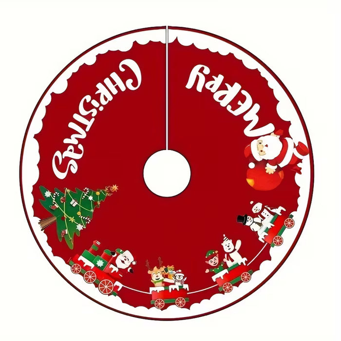 1 falda para árbol de Navidad con diseño festivo de Papá Noel rojo