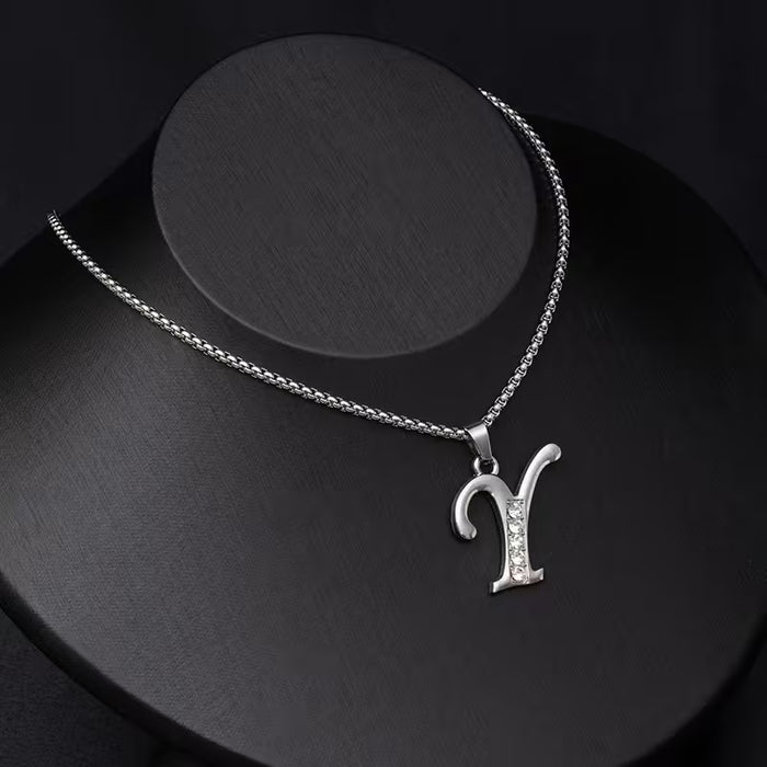1pc Collar con Inicial Y , Cadena de Roca