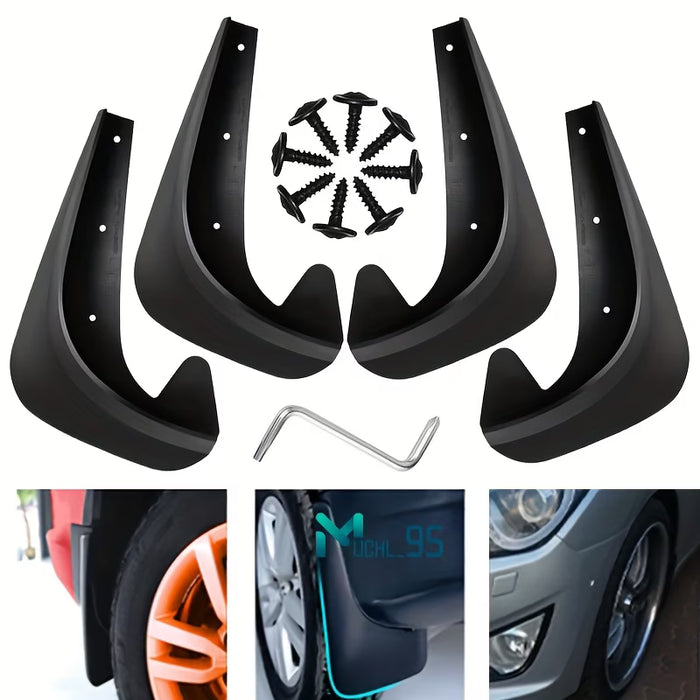 Juego de 4 Piezas con Accesorios de Instalación para Guardabarros de Neumáticos de Coche Pequeño