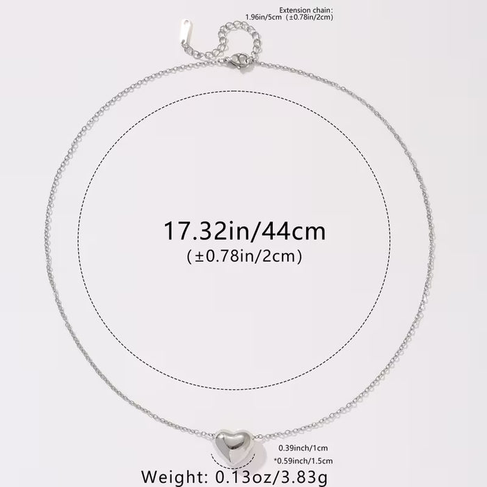 1 Collar con colgante de corazón de acero inoxidable para mujeres