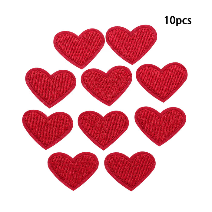 10 parches de pegamento termofusible bordados con forma de corazón, adiciones para ropa