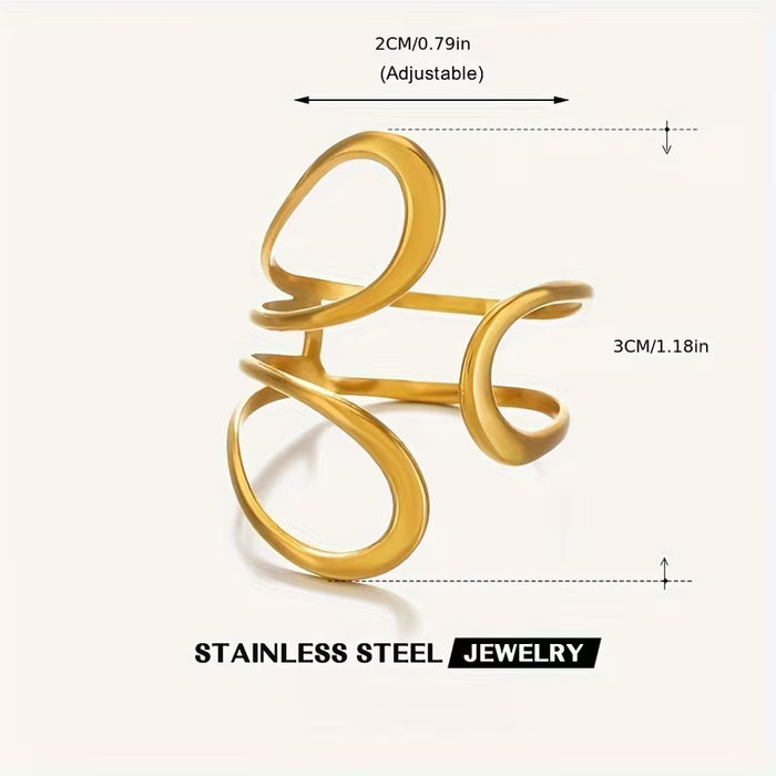 Anillo abierto de diseño minimalista en línea, elegante y lujoso
