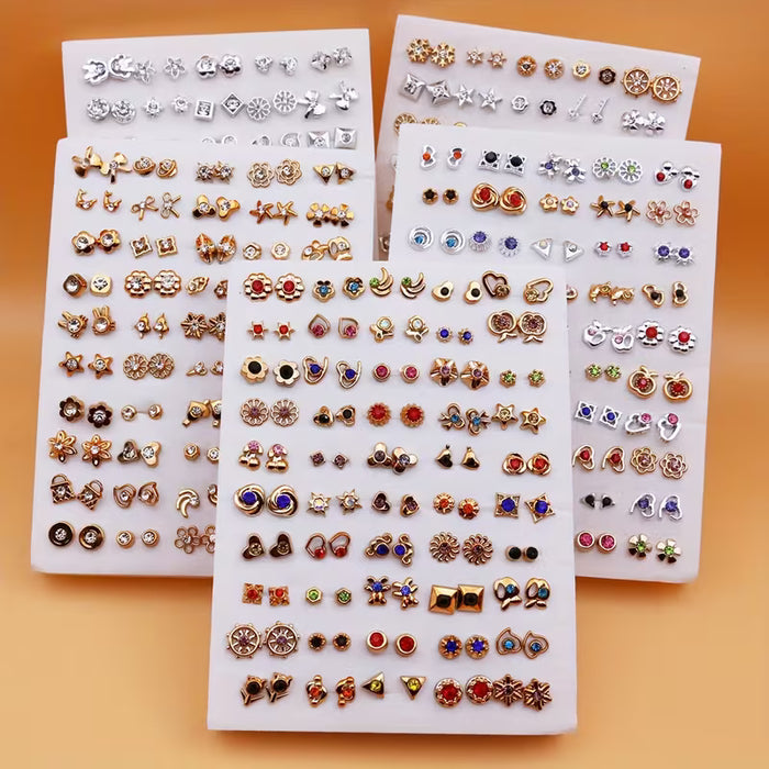 100 Pares de Pendientes Pequeños de Resina y Plástico con Aguja de Pegamento