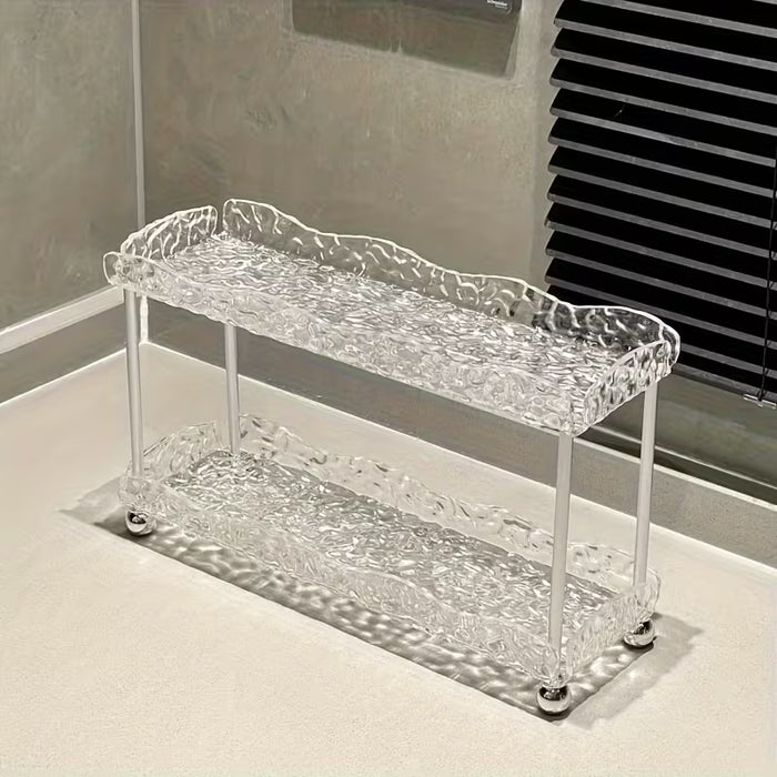 Estantería de baño de acrílico de dos niveles YKL, organizador de plástico de mesa