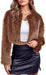 Danedvi Chaqueta corta de piel sintética para mujer, manga larga, frente abierto, casual, mullida - Quierox - Tienda Online