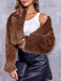 Danedvi Chaqueta corta de piel sintética para mujer, manga larga, frente abierto, casual, mullida - Quierox - Tienda Online