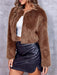 Danedvi Chaqueta corta de piel sintética para mujer, manga larga, frente abierto, casual, mullida - Quierox - Tienda Online