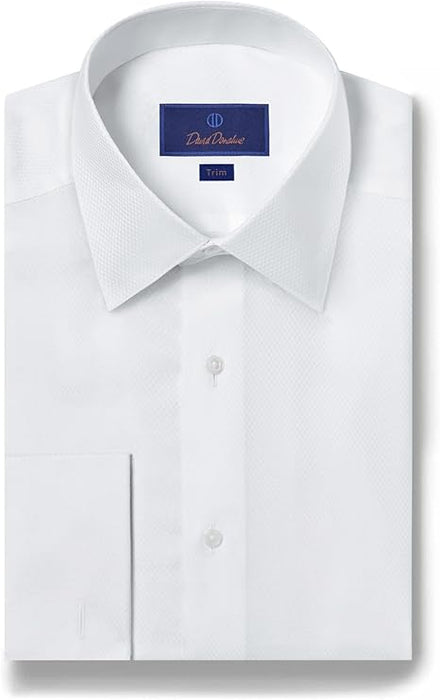 David Donahue Camisa formal con puños franceses y tapeta cubierta de microdobby - Quierox - Tienda Online