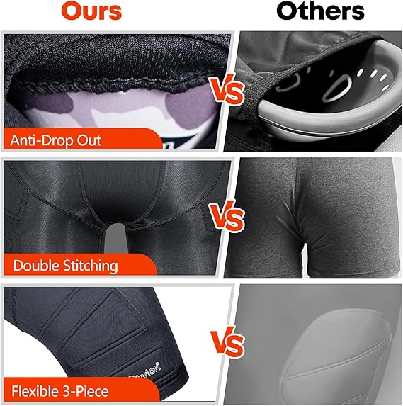 Davion Pantalones cortos con relleno deslizante para jóvenes con copa atlética de protección suave para niños - Quierox - Tienda Online