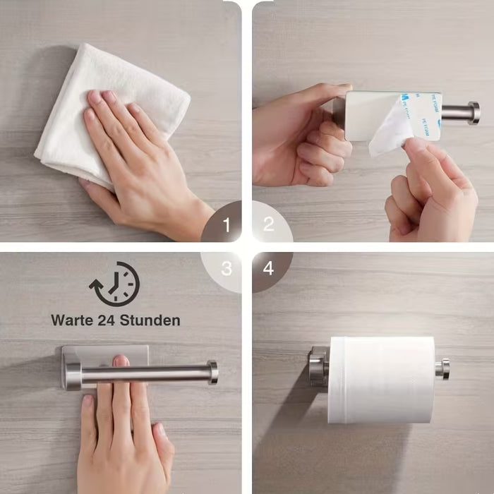 Portarrollos de Papel Higiénico de Acero Inoxidable, Instalación Sin Perforaciones
