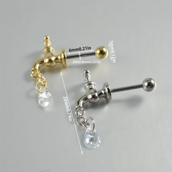 1pc Adorables Pendientes de Grifo de Acero Inoxidable con Colgante de Gota de Agua