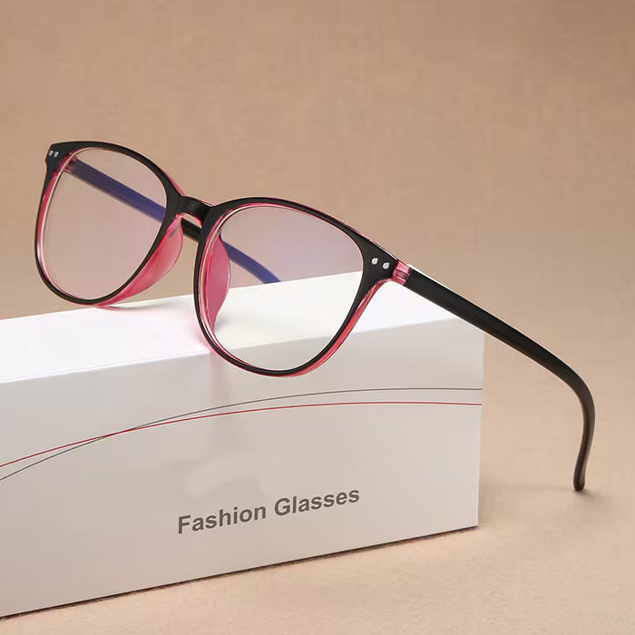 Lentes transparentes, aptas para hombres y mujeres, montura decorativa roja