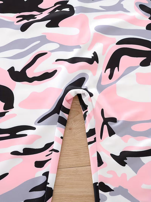 Mono de moda estampado sin mangas con pantalones largos para niñas