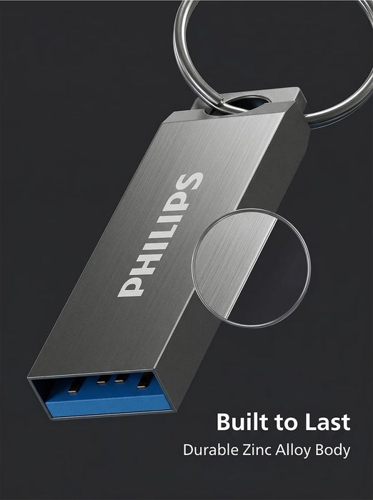 Memoria USB PHILIPS de aleación de zinc, disponible en múltiples capacidades de 128GB