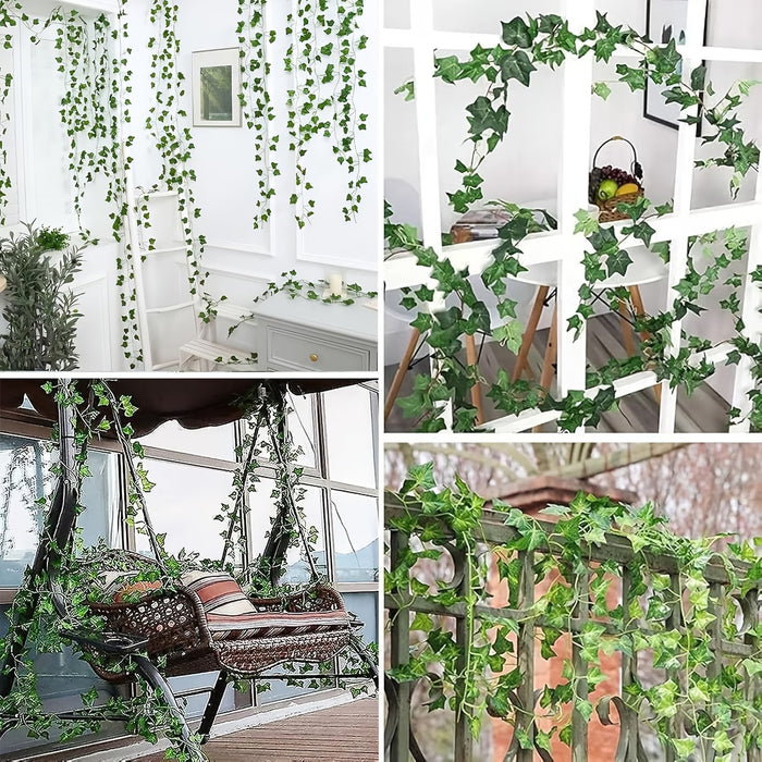 1pc de Guirnalda de hojas de hiedra artificial verde de 200cm