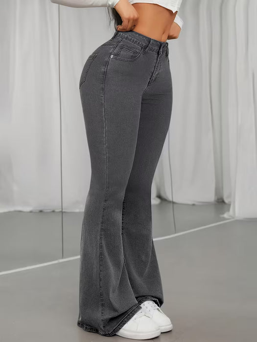 GILIPUUR MH1025 Pantalones Largos de Mezclilla Rectos de Color Sólido, Elásticos, Versátiles, Modernos