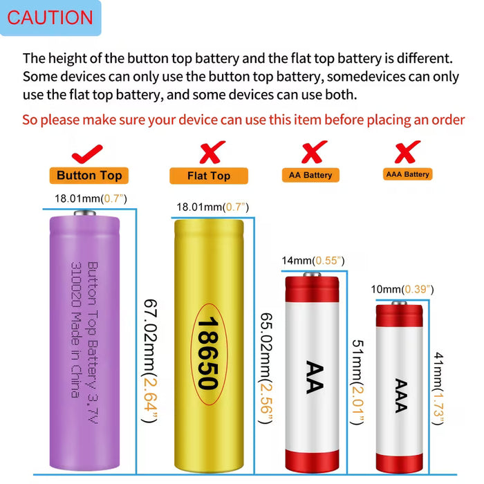 Batería Recargable 3.7V 2000mAh de Litio, Adecuada para Linternas, Luces LED, Ventiladores Pequeños, 1 pieza