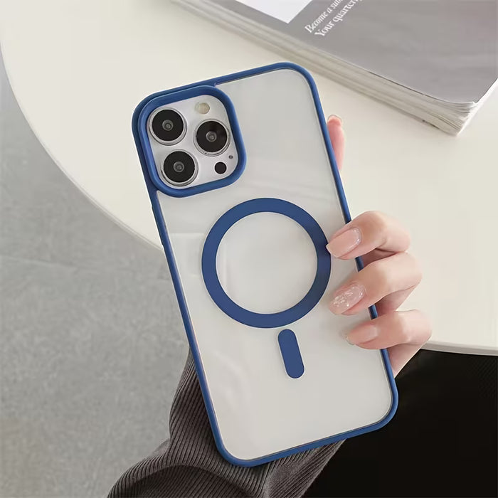 Fundas de teléfono transparentes de acrílico duraderas magnéticas para iPhone 15 Pro Max