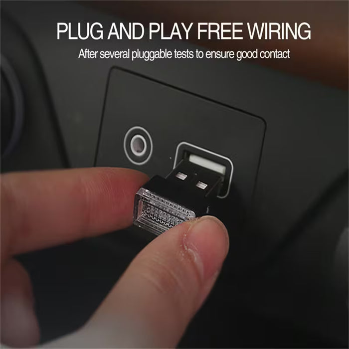 Luz LED de ambiente para coche Mini USB, luz interior de neón