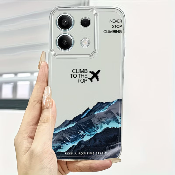Funda para teléfono de TPU transparente con diseño de avión y pico de montaña Redmi Note 13 Pro+