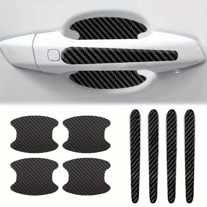 8 piezas de película protectora de fibra de carbono para manija de puerta de coche