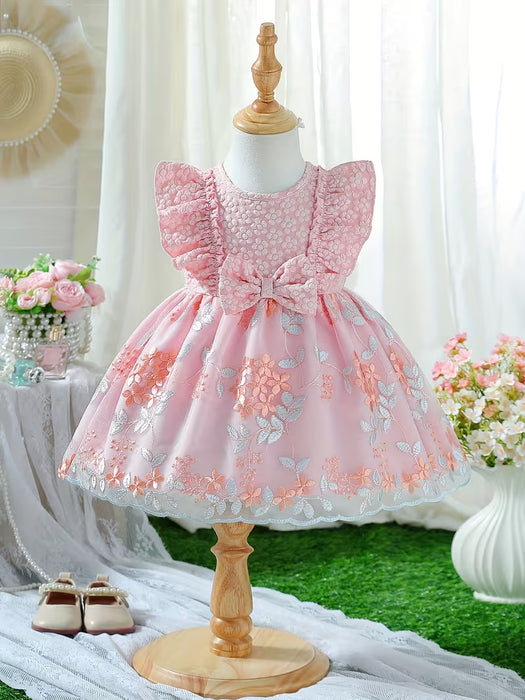 Vestido exquisito y de moda, sin mangas de jacquard con girasoles para niña