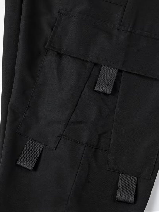 Pantalones cargo de tobillo para hombre con diseño estampado de doble bolsillo cargo