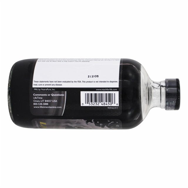 Vitaminas LifeTime - Carbón activado de coco sin sabor 280 mg - 8 onzas líquidas.