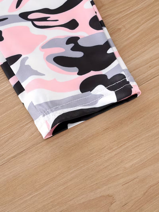 Mono de moda estampado sin mangas con pantalones largos para niñas