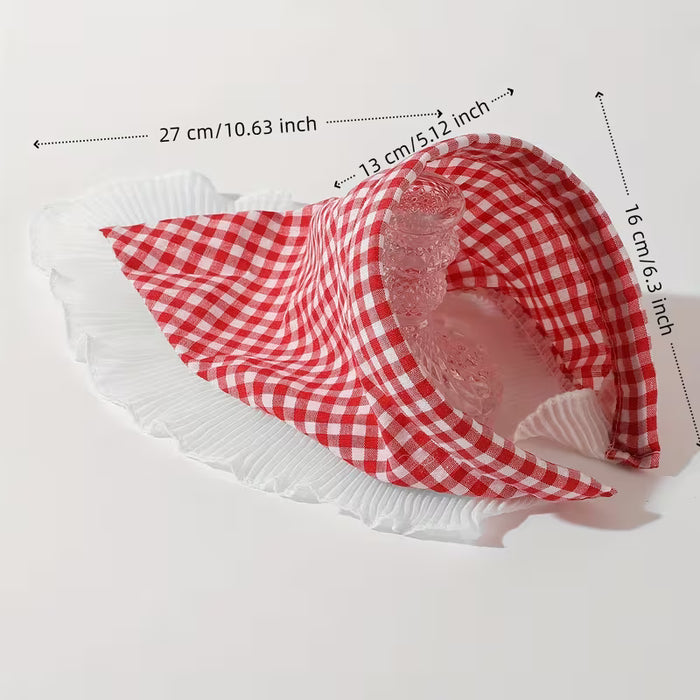 1pc Diadema de Bufanda a Cuadros y Gingham para Mujer - Bordes con Volantes
