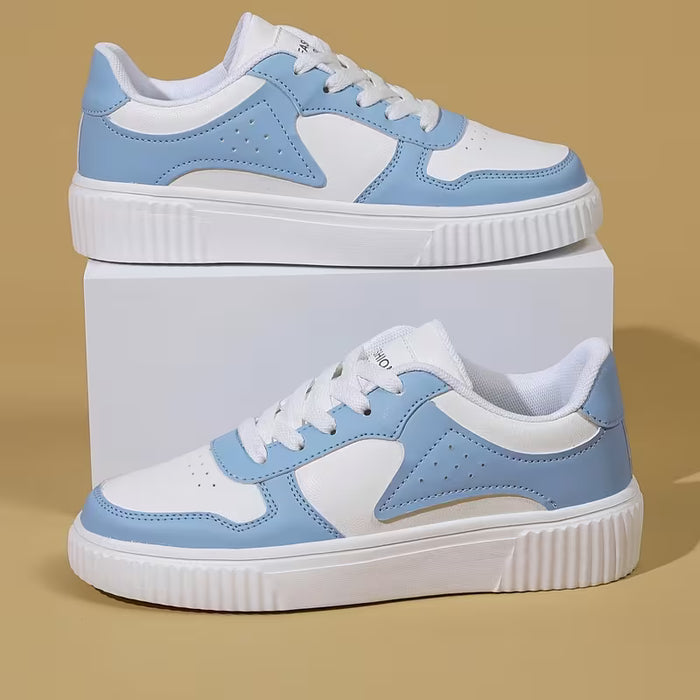 Zapatillas informales y deportivas, unisex de dos tono, con cordones de punta baja