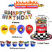 Decoración de fiesta de cumpleaños con ruedas para automóvil de carreras con temática de feliz cumpleaños - Quierox - Tienda Online
