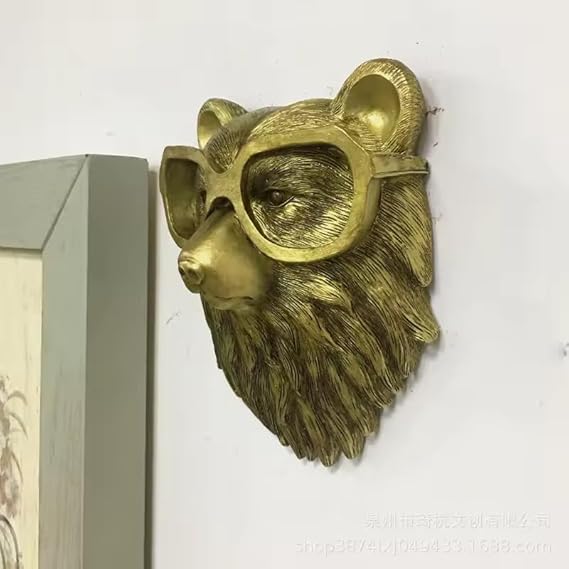 Decoración de pared con cabezas de oso, adorno 3D, escultura estética dorada para el hogar - Quierox - Tienda Online
