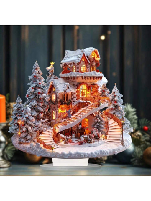 Decoración navideña de lujo en acrílico con forma de casa de nieve: ideal para exhibir en el hogar - Quierox - Tienda Online