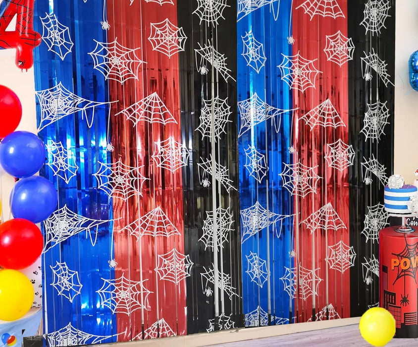 Decoraciones de cumpleaños de telaraña, paquete de 2 suministros de fiesta de araña cortinas de flecos de papel de aluminio - Quierox - Tienda Online