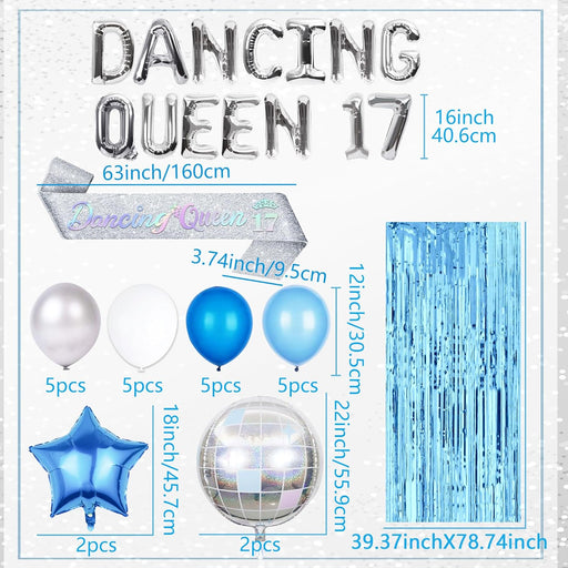 Decoraciones de fiesta de Mamma Mia Reina bailarina azul, decoración de cumpleaños 17 - Quierox - Tienda Online