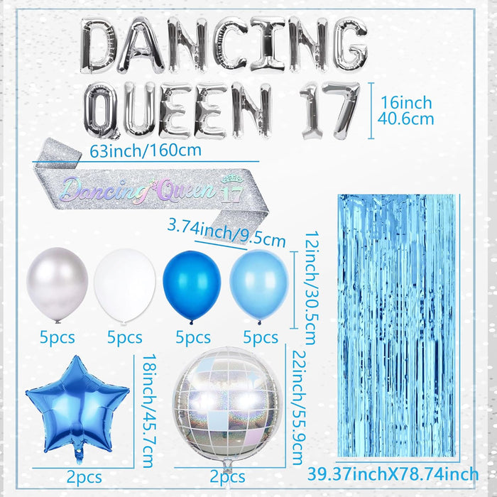 Decoraciones de fiesta de Mamma Mia Reina bailarina azul, decoración de cumpleaños 17 - Quierox - Tienda Online