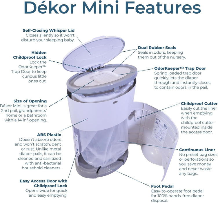 DEKOR - Minibalde para pañales con manos libres, más fácil de usar, con solo pisar - Quierox - Tienda Online