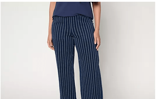 Denim & Co. Pantalón de pierna ancha a rayas transpirables de punto de corte regular - Quierox - Tienda Online