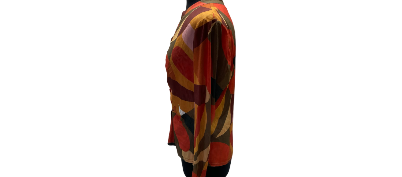 Blusa de mujer Dr2 abotonada, manga larga, colorida y transparente
