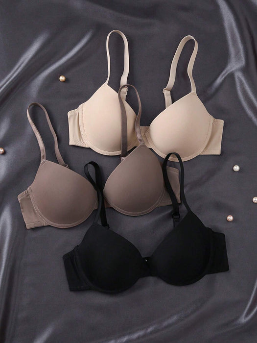 DesireSculpt - Juego de 3 sujetadores con aros cómodos de color liso para mujer - Quierox - Tienda Online